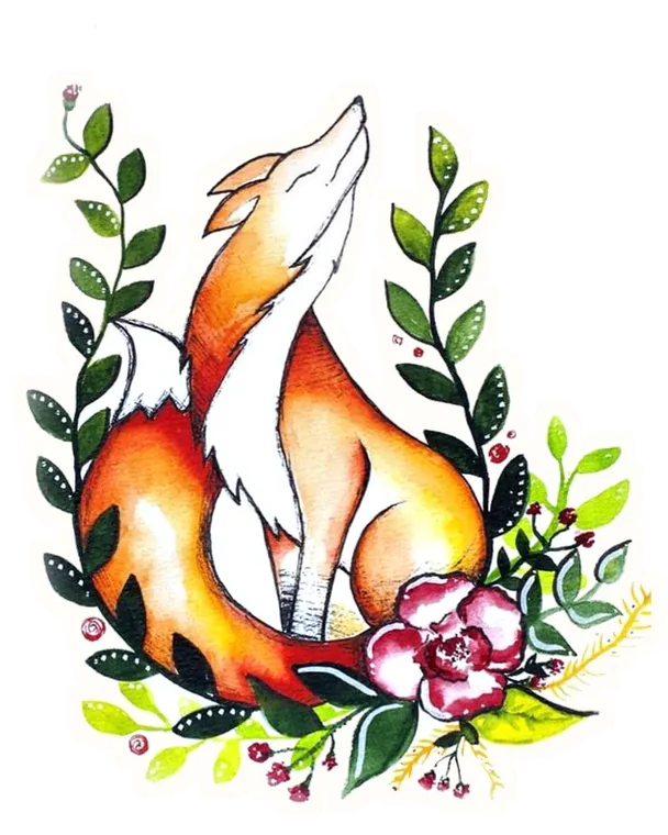 Lis w wieńcu z kwiatów